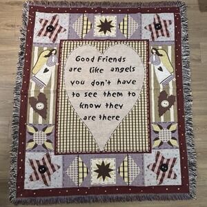 Collections ETC Good Friends Are Like Angels Tapestry Throw Blanket Cottagecore